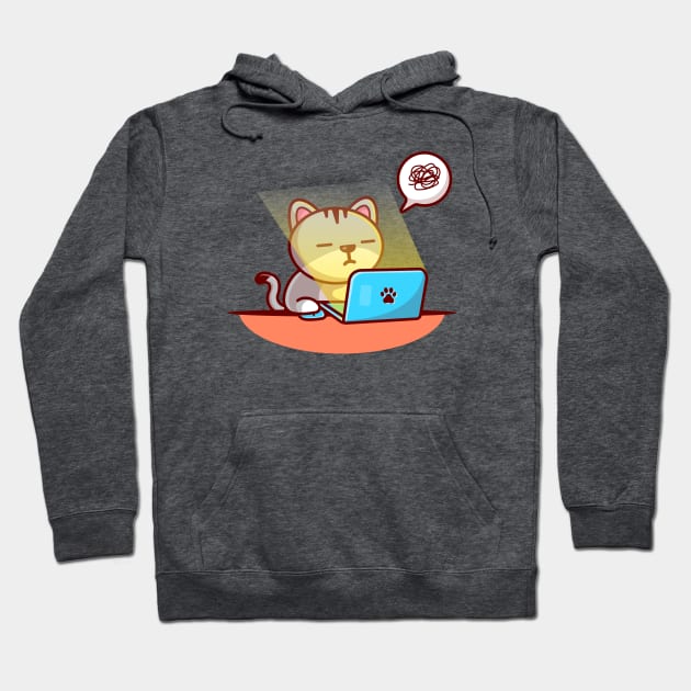 Cute Cat Sleeping On Laptop Hoodie by Catalyst Labs